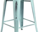 Commercial Grade Backless Green-Blue Metal Indoor-Outdoor Counter, 24&quot; H... - $91.94