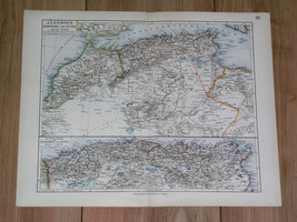 1905 Antique Map Of Morocco Algeria Tunisia Northern Africa Tangier - £15.02 GBP