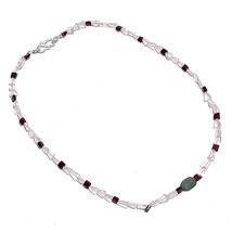 Natural Crystal Garnet Gemstone Mix Shape Smooth Beads Necklace 18&quot; UB-6184 - £7.80 GBP