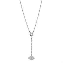 3W423 - Rhodium Brass Necklace with AAA Grade CZ  in Clear - $28.88
