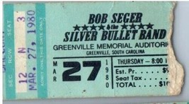 Bob Seger Silber Kugel Band Ticket Stumpf März 27 1980 Greenville South Carolina - £38.28 GBP