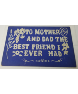 Mother Dad Best Friend Wall Hanging Handmade Textured Blue Country 1970 ... - £11.33 GBP