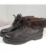 La Canadienne Womens sz 7.5 M Boots brown Leather faux fur lace up ankle... - $150.00
