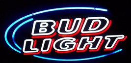 New Budweiser Bud Light Beer Real Glass Handmade Neon Sign 19&quot;x15&quot; - £122.64 GBP