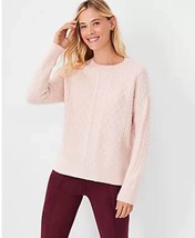 NWT Women&#39;s Ann Taylor Pink Mixed Cable Knit Sweater Sz XL - £38.93 GBP