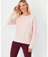 NWT Women&#39;s Ann Taylor Pink Mixed Cable Knit Sweater Sz XL - £39.43 GBP