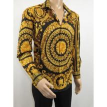 Men's AVM Crystal Shirt Medallion Medusa Cotton Turkey Slim Fit 9628-01 Gold image 7