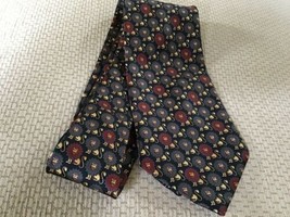 St. Michael from Marks &amp; Spencer ~ Men&#39;s Silk Navy Blue Tie With Lions Gold Rust - £6.32 GBP