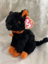 Ty Beanie Babies FRAIDY the Black &amp; Orange Halloween Cat 2001 w Tag Kitten NOS - £12.66 GBP