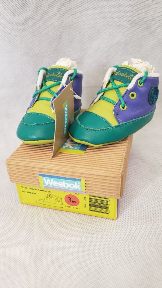 Weebok Retro Shoes Vtg 1990s Unisex Newborn Sneakers Reebok High Top Bab... - $24.72