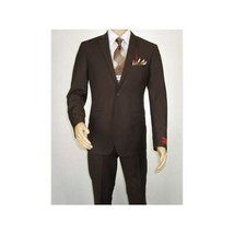 Men RENOIR suit Solid Two Button Business Formal Year Round Slim Fit 201-5 Brown image 2