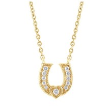 0.20CT Diamante Natural Herradura Colgante Collar 14k Oro Amarillo Chapado Plata - £235.90 GBP