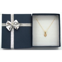 14K Yellow Gold Four Leaf Clover Charm with 18&quot; Cable Chain &amp; Gift Box - £79.53 GBP