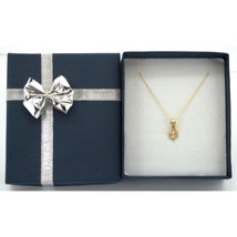 14K Yellow Gold Four Leaf Clover Charm with 18&quot; Cable Chain &amp; Gift Box - £79.40 GBP