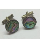 Vintage Pair TAXCO Sterling Silver Cufflinks Marked 925, Abalone Faces, ... - $41.40