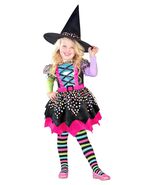 Way to Celebrate Toddler Girl Polka Dot&amp;Stripes Witch Dress Halloween Co... - $49.65 CAD