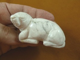 (Y-SEAL-713) white Howlite SEAL gemstone carving FIGURINE gem seals sea ... - $17.53