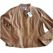 Chico&#39;s Tan Bronze Accent Jacquard Linea Blazer Jacket Size 12 Chico&#39;s S... - $57.00