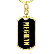 Meghan v02 - Luxury Dog Tag Keychain 18K Yellow Gold Finish Personalized Name - £35.84 GBP
