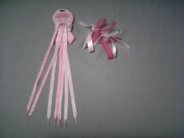 New Breast Cancer Awareness 2 pair shoe lace 1 bow ribbon hair dress   - £8.01 GBP