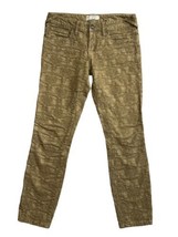 Free People Jeans Jacquard Textured Mid Rise Skinny Ankle Gold Womens 31x27 - $14.36