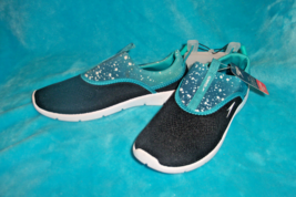 New WT SPEEDO Water Shoes Girls Aqua Skimmer Junior (Large Size 4-5) Black/Blue - £9.39 GBP