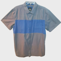 Prana Shirt Color-block Men's L Gray Blue Organic Cotton 100% Casual Sli... - $15.99