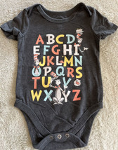 Dr Seuss Gray Alphabet Cat In The Hat Short Sleeve One Piece 12 Months - £7.44 GBP