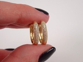 1.75Ct Round Cut Genuine Moissanite Hoop Huggie Earrings 14K Yellow Gold Plated - £130.79 GBP