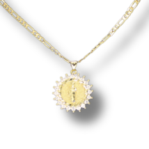 The Lord is my Shepperd iced Cz Pendant 18k GoldPlated 20&quot; Figaro Chain Necklace - £9.16 GBP