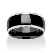 PalmBeach Jewelry Wedding Band in Black Ion-Plated Stainless Steel (10mm) - £31.49 GBP