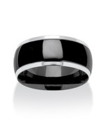 PalmBeach Jewelry Wedding Band in Black Ion-Plated Stainless Steel (10mm) - £31.44 GBP