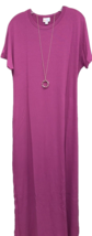 NWT 2.0 LuLaRoe Medium Solid Fuschia Pink Maria Long Knit Fabric Maxi Dress - $37.61