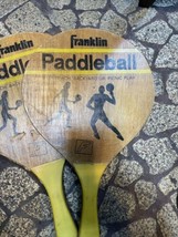 2x Franklin Paddleball Paddles ~ Wooden ~ Yellow Grip Handles ~ 16&quot; by 10&quot; - £14.97 GBP