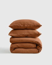 NWT Quince Organic 100% Cotton Airy Gauze Duvet Cover Set Terracotta Kin... - $79.10