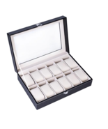 12 Compartments Top-level Opening Style Leather Watch Collection Box Black - £27.51 GBP
