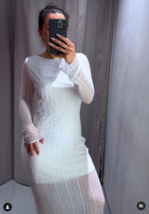 Zara Bnwt 2024. Ecru Midi Dress With Low Cut Back Lace. 3564/073 - £69.91 GBP