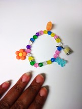 2 Handmade Colorful Beaded Bracelets with Charms – Wear &amp; Share Gift for... - $10.00