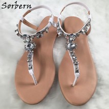 Nude Crystals Flip Flop Women Sandals Slippers Flat Heel Shoes Women Summer Styl - £120.58 GBP