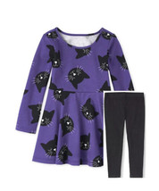 NWT The Children&#39;s Place Size 12-18 Months Black Cat Dress Leggings Head... - £15.97 GBP