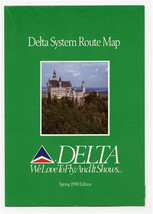 Delta Airlines System Route Map with Airplane Travel &amp; Aviation Informat... - $17.82