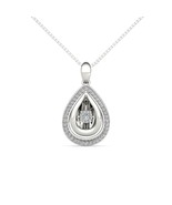 Solid 10K White Gold 0.18Ct Dancing Diamond  Pendant Necklace - $369.99