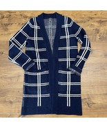 Market &amp; Spruce Womens XS Navy Blue White Open Front Long Sleeve Cardiga... - $39.21 CAD