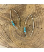 Large Sterling Silver Artisan Turquoise 3 Stone Ball Hook Threader Earrings - €32,69 EUR