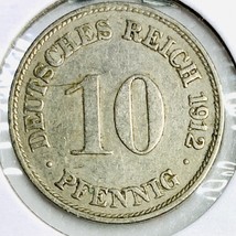 1912 D German Empire 10 Pfennig Coin - $56.26 MXN