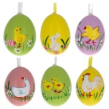 Set of 6 Real Eggshell Bunny, Chick and Goose Easter Egg Ornaments - £28.76 GBP