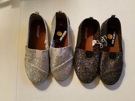 Joe Boxer Girls  Shoes Silver or Black Glitter  Flat Shoes  Sizes 13 3 4... - £11.77 GBP