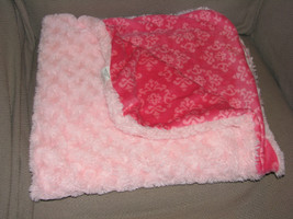 Blankets & And Beyond Hot Pink Damask Scroll Swirl Rosette Fur Girl Lovey - £29.90 GBP