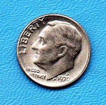 1970 D Roosevelt Dime -Near uncirculated - Brillant - $0.35