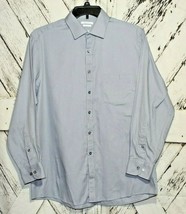 Mens Van Heusen Classic Fit Pin Cord Gray Button Up Dress Shirt Size 16 1/2 - £10.09 GBP